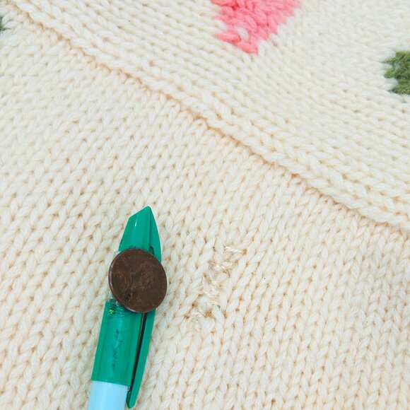 Vintage 80s Outback Red Cream Wool Heavy Knit Geometric Pastel Sweater - Picture 7 of 8